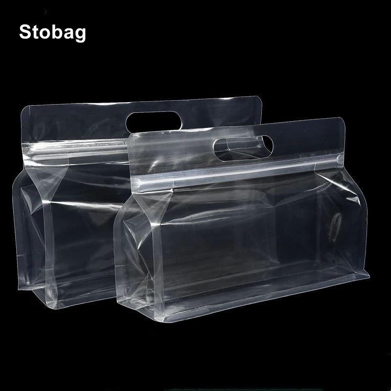 StoBag 50pcs Transparent Octagon Food Packaging Ziplock Bags Handle Sealed Clear for Candy Tea Nuts Dried Fruit Storage Logo