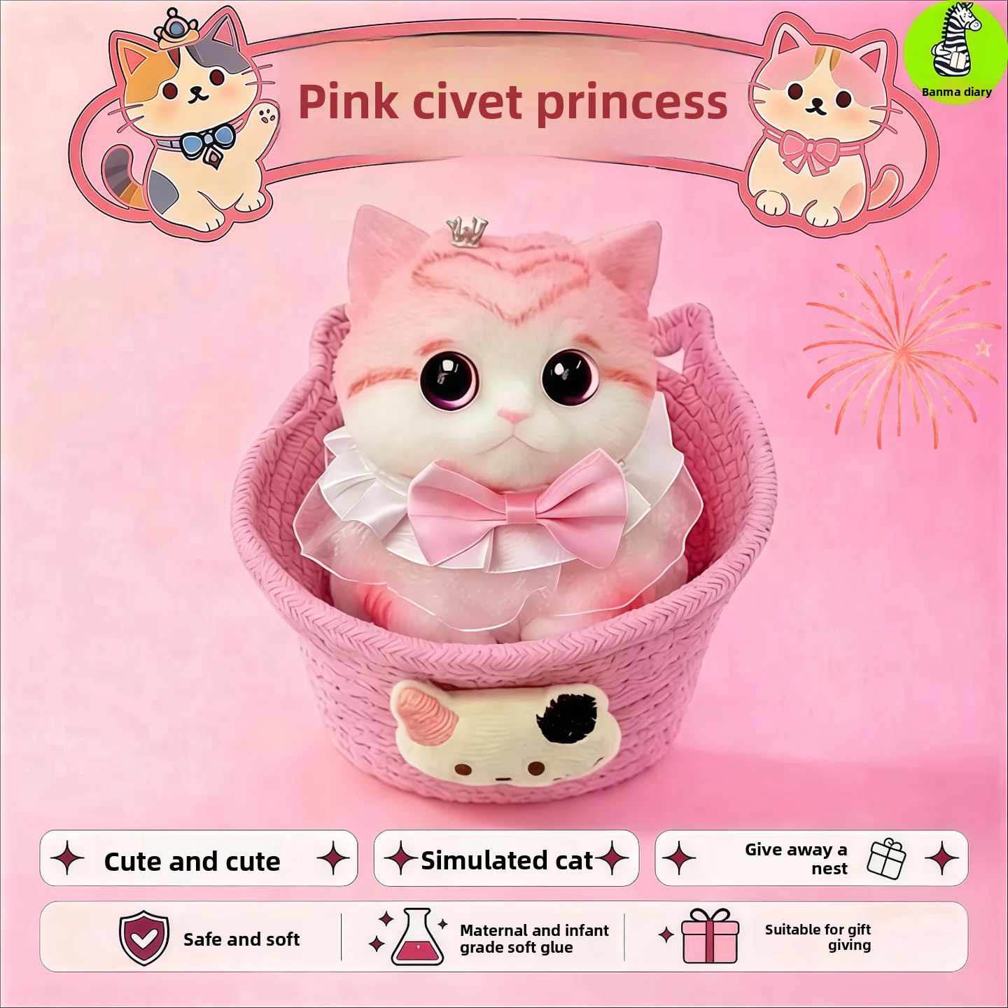 Realistic Cat Squishy Toy Soft Bionic Kitten Doll DIY Interactive Stress Relief Gift for Girls Back to School 고양이 스퀴시 장난감