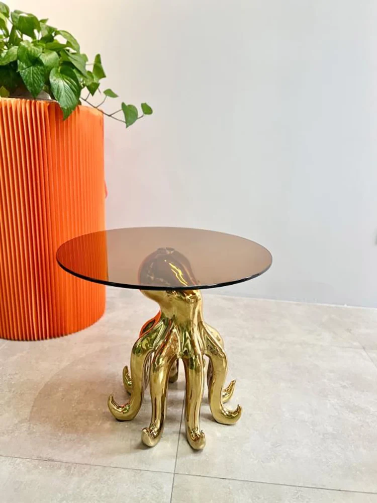 Nordic Furniture Coffee Tables Octopus Glass Side Table Creative Living Room Furniture Home Accessories Animal Bedside Table