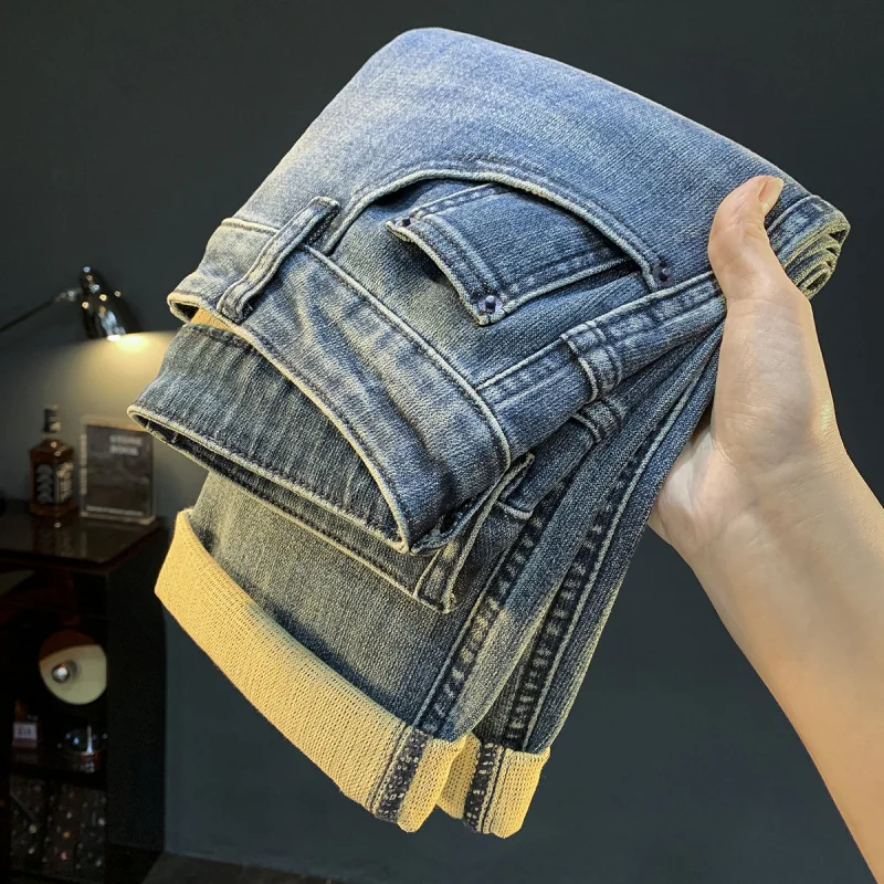 

Высококачественные повседневные мужские джинсы, осенний тренд, свободные прямые брюки, новые модные брюки 2025 года