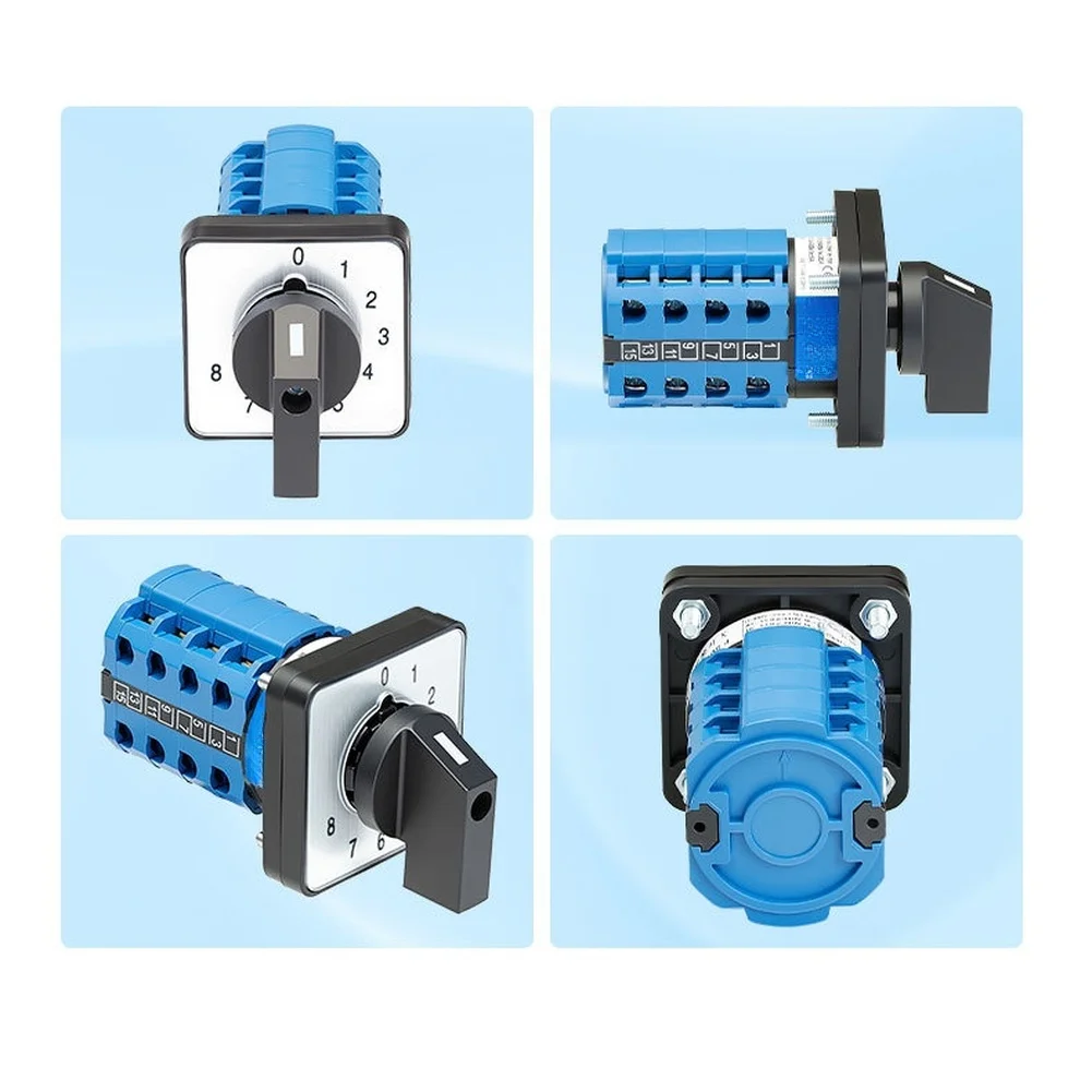 0-8 Way 9 Position Rotary Changeover Switch 4 Section Panel Mount Control Switch Wide Compatibility AC 440V DC 240V 10A-160A