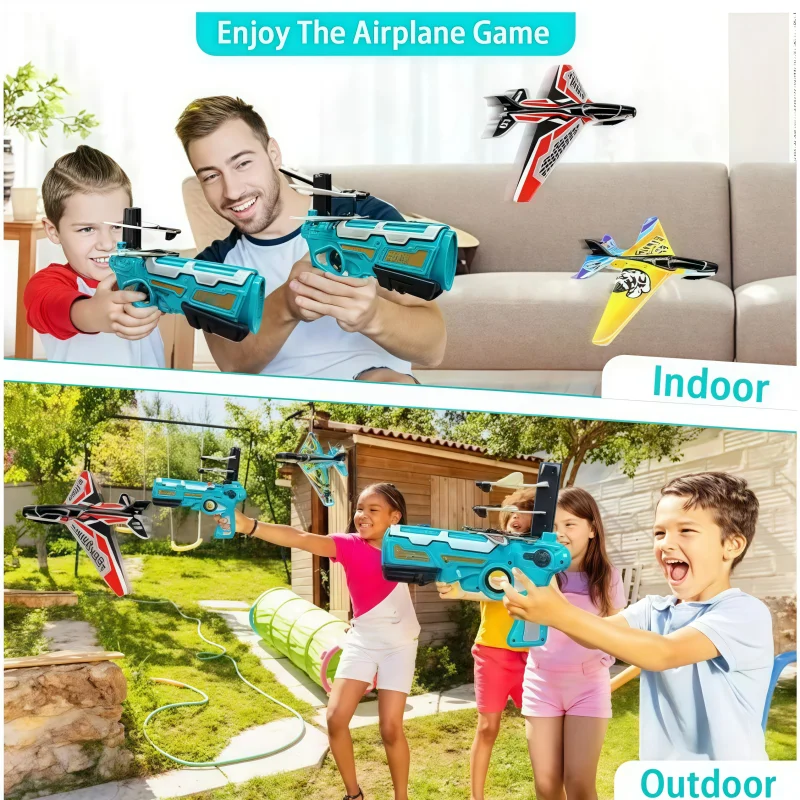 เด็กโฟมเครื่องบิน Launcher ของเล่น Catapult Ejection Gun เครื่องบินเกมยิงกีฬากลางแจ้งของเล่นเด็กของขวัญวันเกิด
