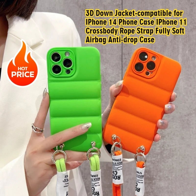 

3D bubble mobile phone case for IPhone Crossbody Rope Strap Fully Soft Airbag Anti-drop Case