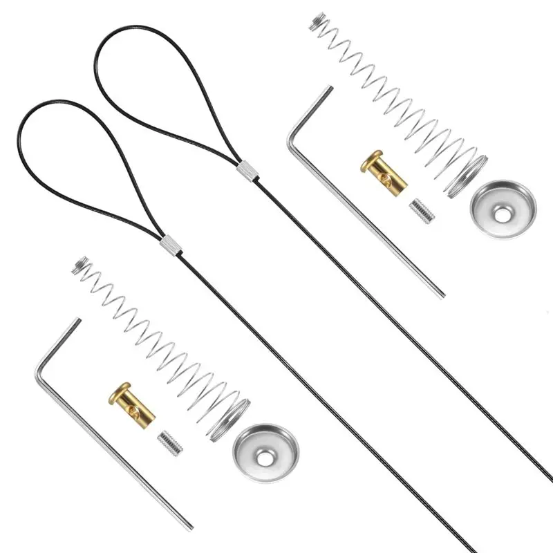 AT63-2 Sets Gate Latch Cable Pull String,Adjustable Spring Door Latch Opener, 2-6 Inch For Metal And Wooden Fences In Garden