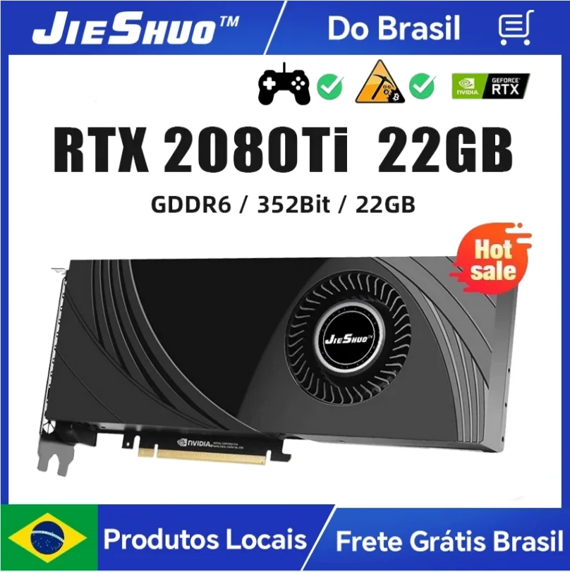 JIESHUO RTX 2080Ti 22GB GDDR6 GPU Mining Card