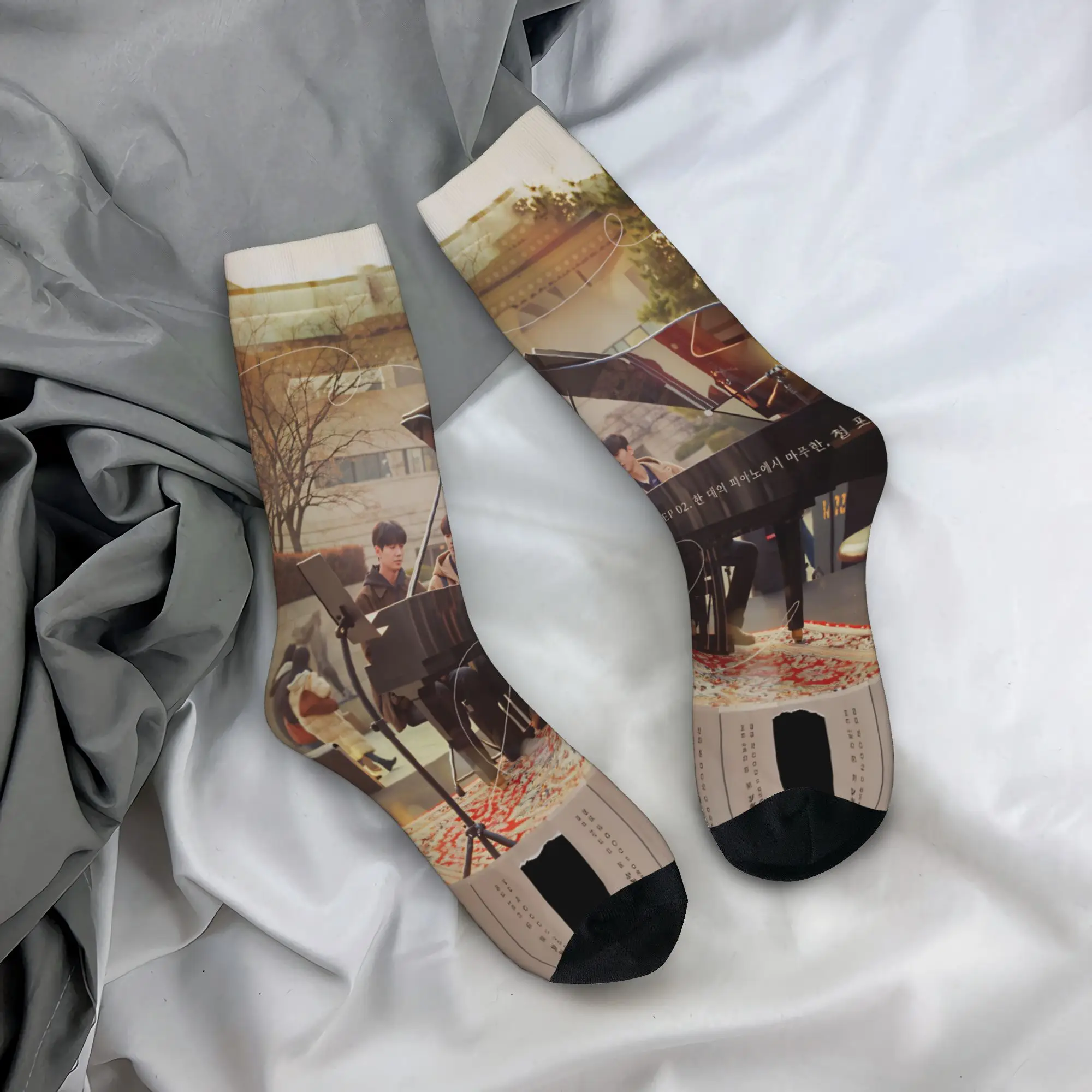 Kdrama Four Hands Two Sonatas Socks  Retro Stockings Autumn Anti Skid Men Socks Comfortable Graphic Climbing Socks