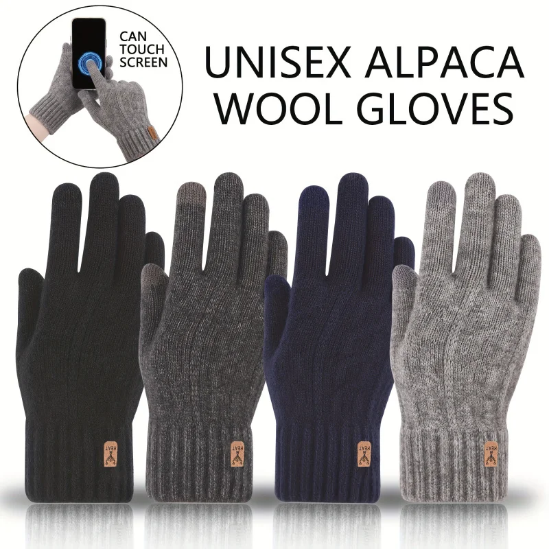 

[Warm Wool Gloves] Warm Alpaca Wool Touch Screen Gloves - 1 Pair | Machine Washable for Winter Sports, Cycling, Skiing, Hiking