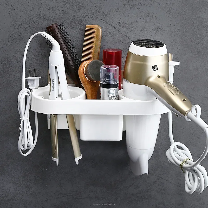 High Quality Wall-mounted Hair Dryer Holder Storage Organizer For Hairdryer Shelf ABS Bathroom Shelf Hairdryer Holder Rack