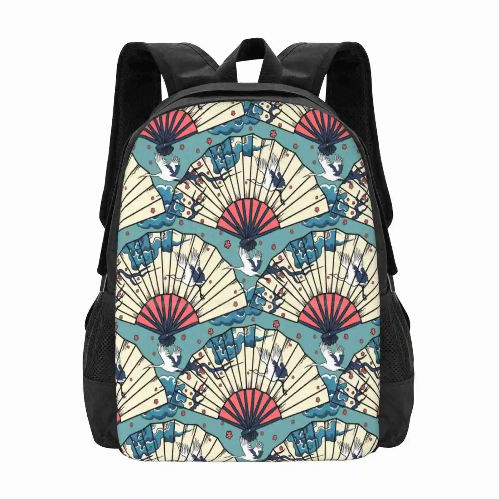 Fantasy School Bag Big Capacity Backpack Laptop Fan Crane Cloud Fashion Vintage Fly Pattern Paula Belle Flores Belle13