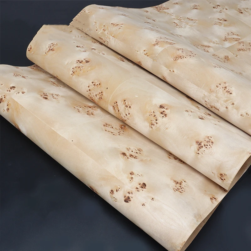 about 55cm x 2.5m 0.25mm Thick Natural Genuine White Poplar Burl Wood Veneer with Kraft Paper for Furniture Guitar Stereo