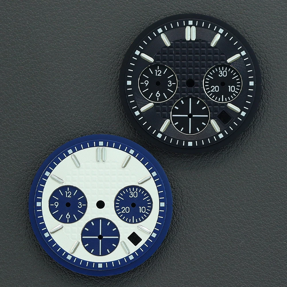 29.8mm Chronograph Watch Dial Green Luminous Black White Blue For Miyota OS10 OS20 Movement Watch Accessories maintenance tools