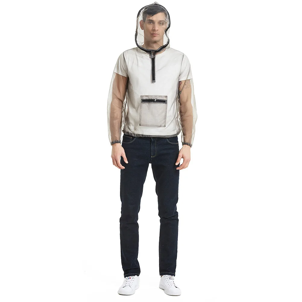 

Mosquito-proof Shirt Protective Mesh See Through Hooded Jacket Insect