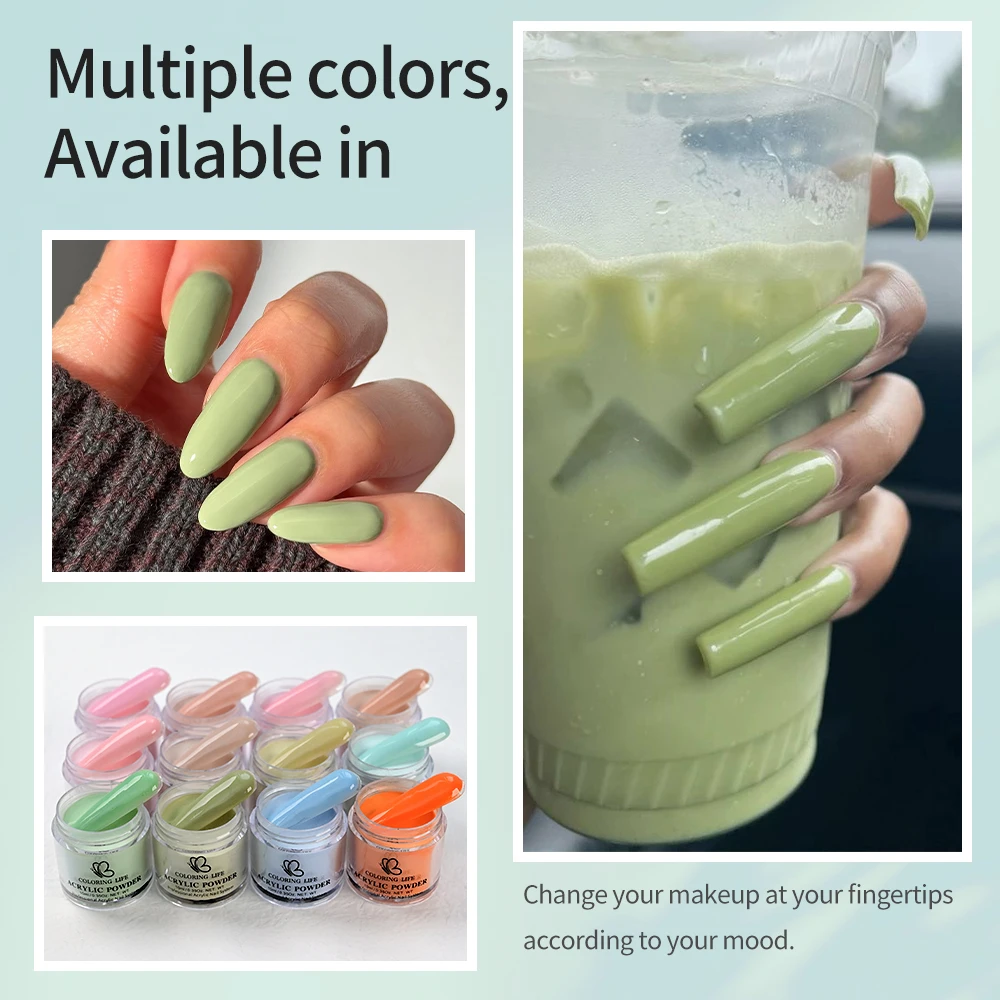 12 pezzi Macaron Colori Set di polvere di cristallo per unghie Verde Blu Arancione Polvere acrilica per unghie fine Smalto UV Estensione delle unghie Polvere acrilica