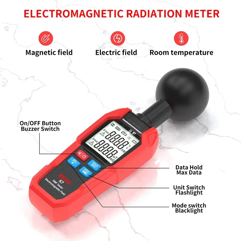 K7 EMF 계량기 전자기장 테스터, 고정밀 전자기 방사선 게이지, 전자기파 방사선 검출기