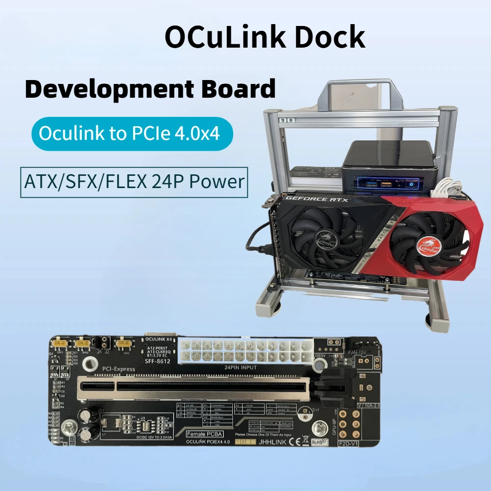 External OCuLink Graphics Card GPU Dock Development Board 64GB SFF-8612 To PCIe Expansion Card 8611 Adapter for Mini Motherboard