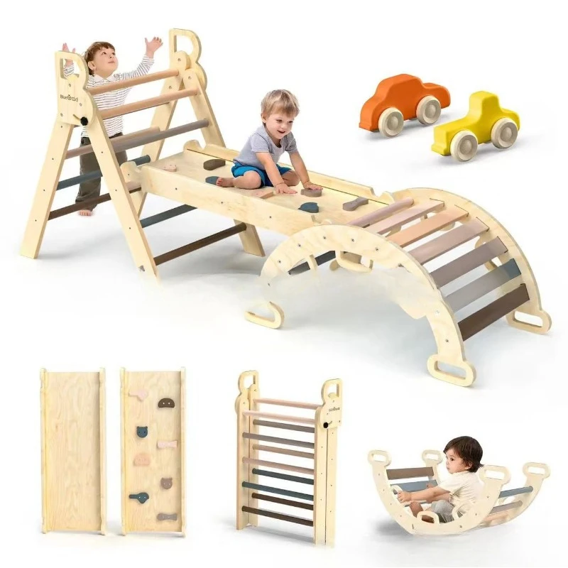 

Wooden climbing frame Baby climbing toy 3-piece set Foldable indoor