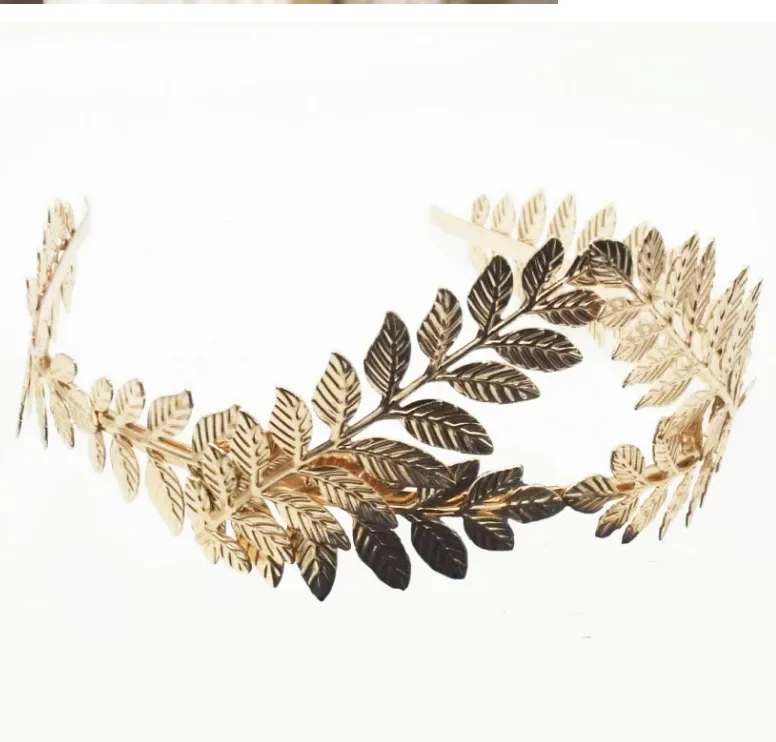 Retro Gold Leaf Wedding Roman Bride Greek Women Hair Accessories Bride Head Headband Head Tiaras Crown Hair Hoop Hair Band