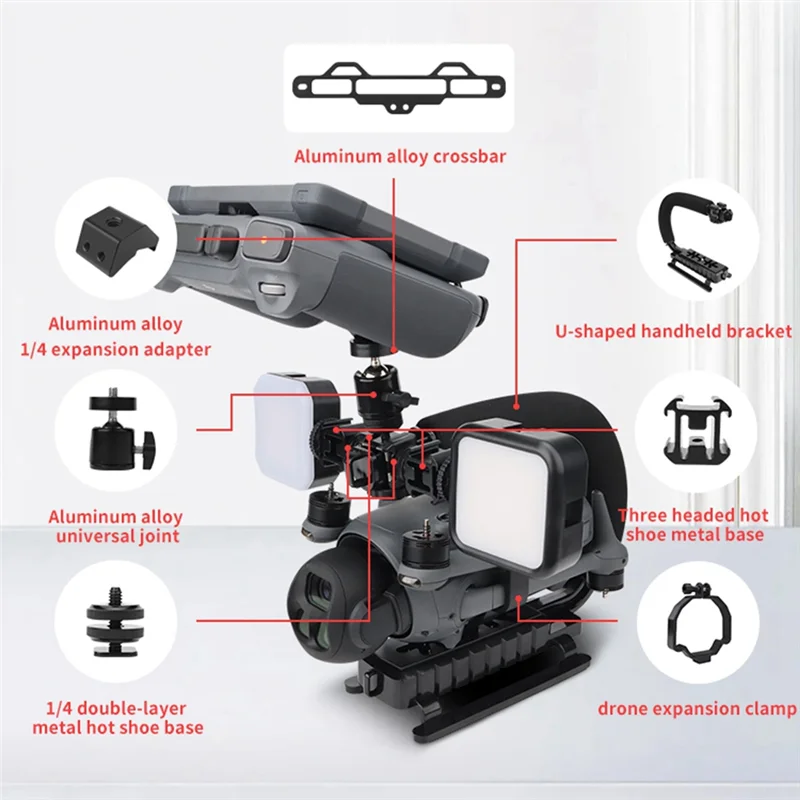 REPLA-Für DJI Mavic 4 Pro Drone Modifikation Expansion Halterung U-Förmigen Handheld Follow Schießen Stand Set für RC Pro 2