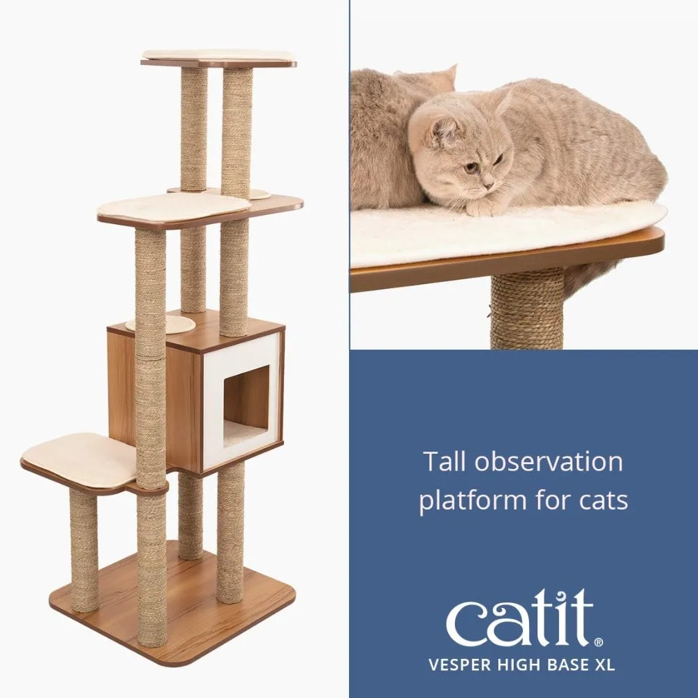 High Base Extra Large Cat Tree, Cats Furniture, Walnut, Cat Bed