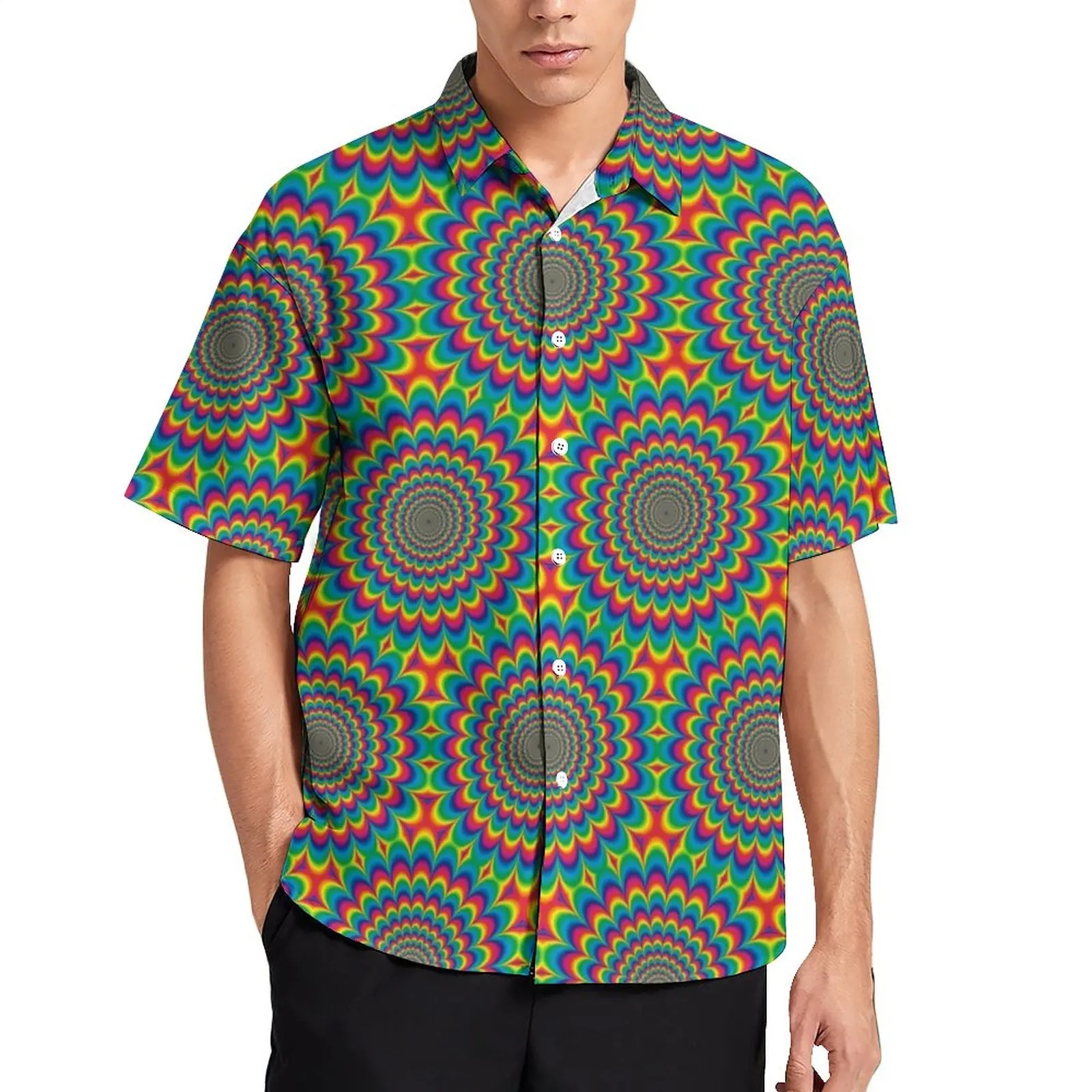 Psychedelic Sixties Casual Shirts Hippie Style Beach Shirt Hawaiian Fashion Blouses Man Graphic 3XL 4XL