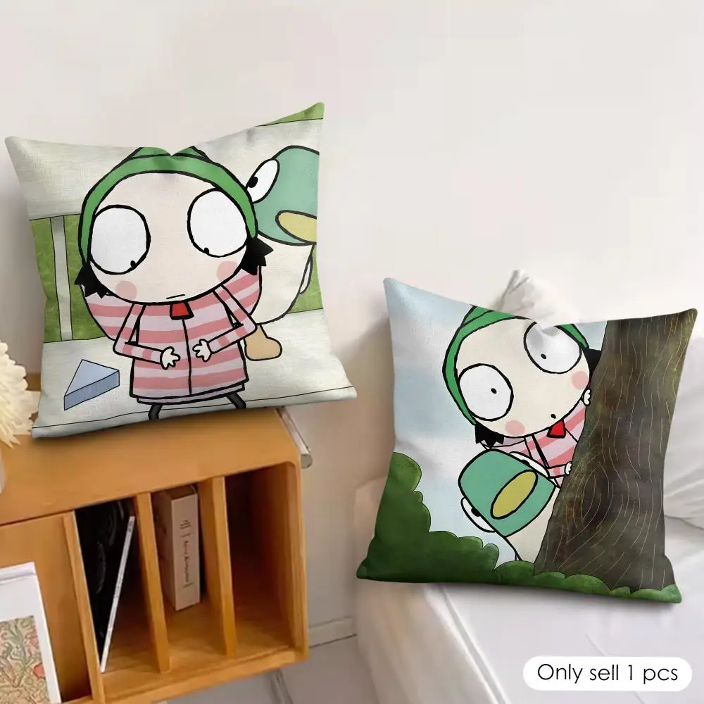 Cute Cartoon S-Sarahs And Duck Cushion Cover Wrinkle-Resistant Short Plush Pillow Case Breathable Machine-Washable