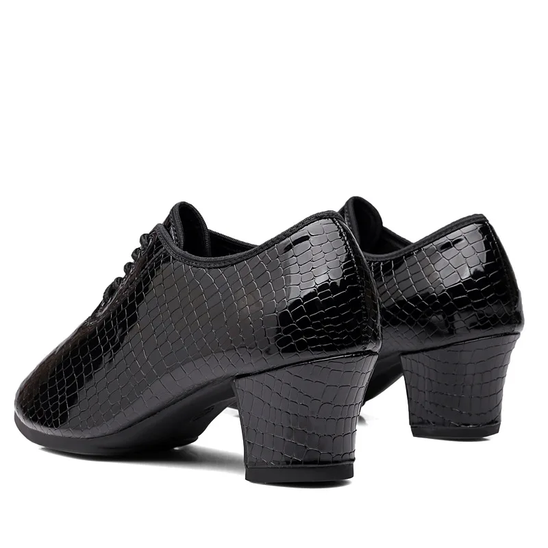 Zapatos de baile latino para mujer, zapatos de baile modernos de PU negro, zapatos de Tango de salón con punta cerrada