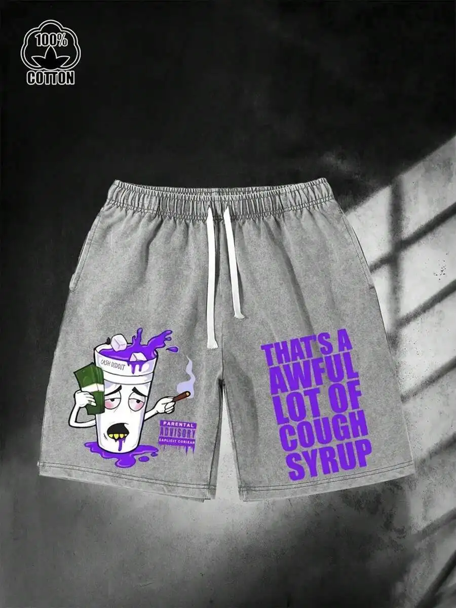 

Washed Cotton Shorts Men Casual Retro Streetwear Elastic Waist Drawstring Breathable Summer Shorts