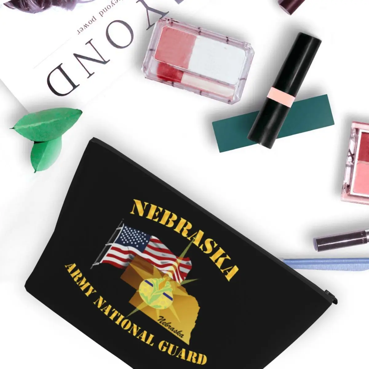Nebraska exército guarda nacional arny w bandeira feminina saco de cosméticos viagem organizador de maquiagem bolsa de armazenamento de higiene pessoal dopp kit caso