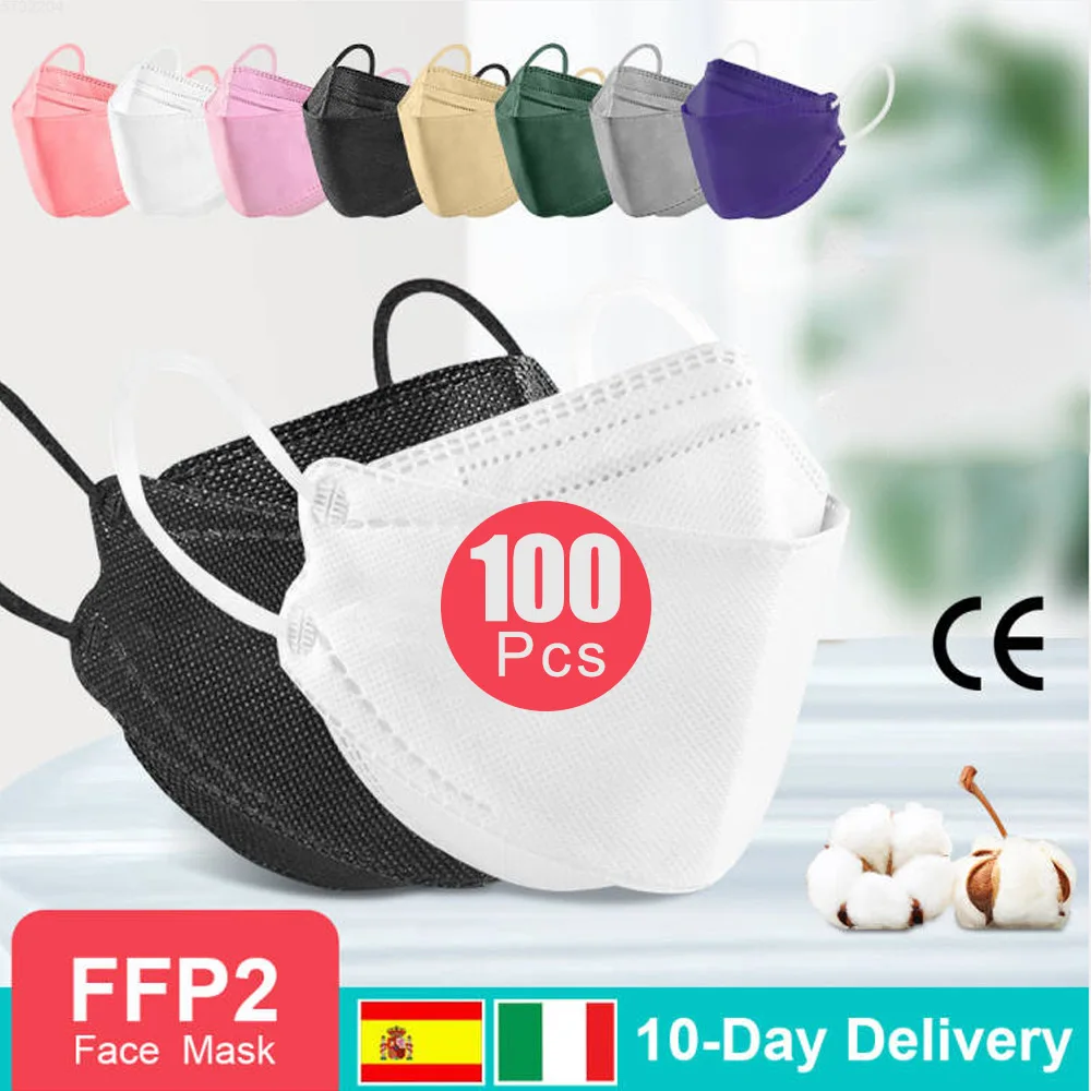 ffp2 masks kn95 face mask mascarillas faciales black gesichtsmaske fpp2 approved mask spain mascara fish mascherine 10/50/100pcs