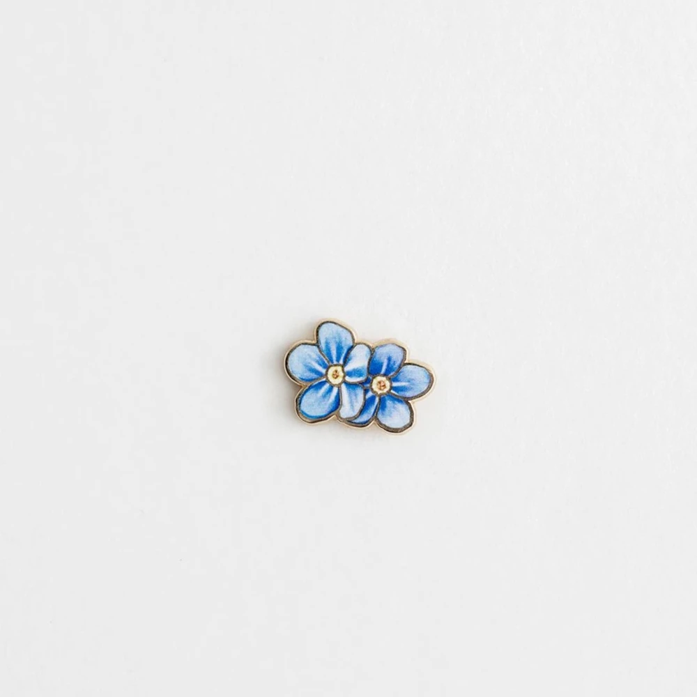 Mini Forget-Me-Not Hard Enamel Pin, Alaska State Flower Brooch, Floral Lapel Pin, Gifts for Flowers' Lovers
