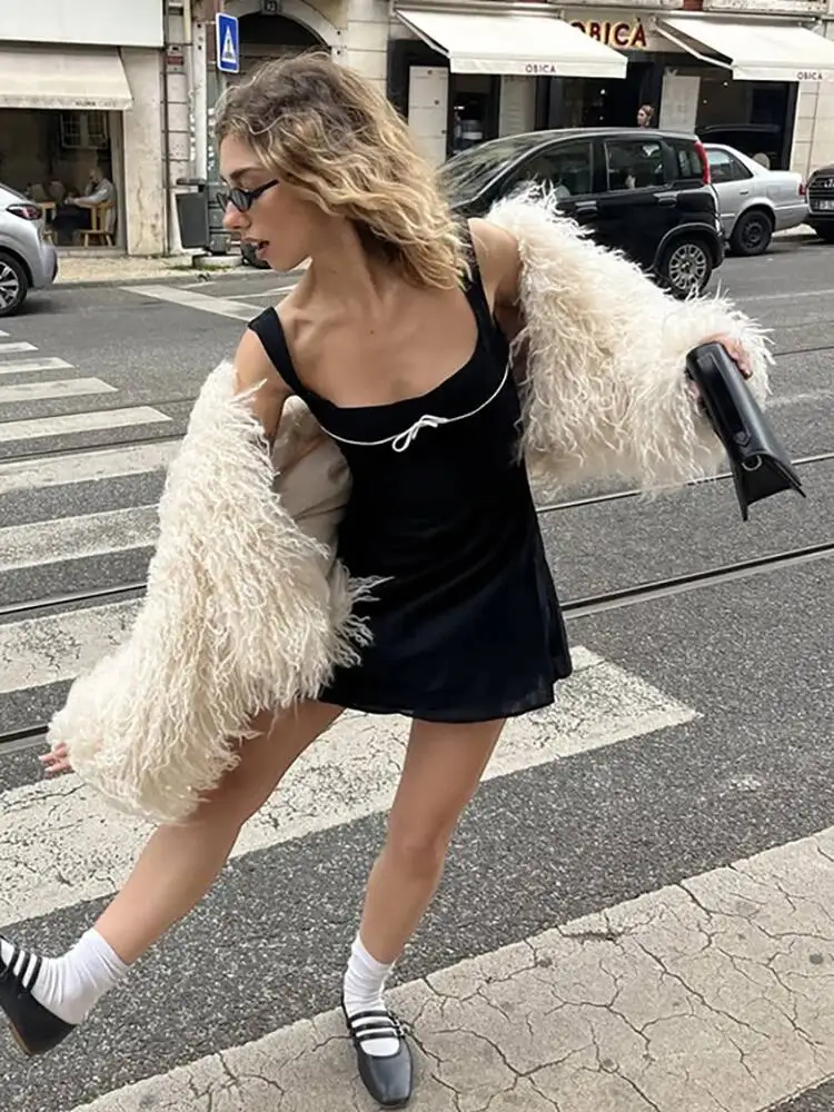 Fashion Milky White Faux Fur Coat Women's Round Neck Long Sleeve Plush Thick Jacket Winter New 7GJ4U