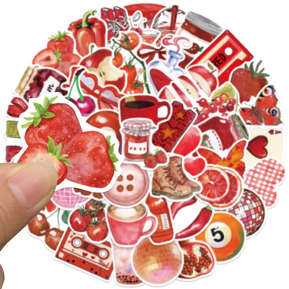 50pcs Cherry Downtown Sticker Fashion Funny Decal For Phone Laptop Closet Wallet Backpack Scrapbook Guitar Decoration Sticker