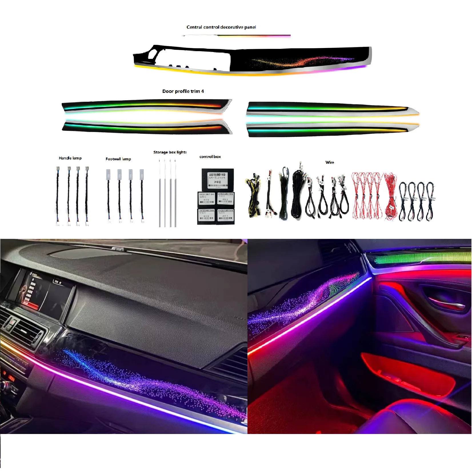 

For For BMW 5 Series F10 F11 F18 2011-2017 Car Neon Interior Door Atmosphere Light Decoration Fantasy Lighting Version