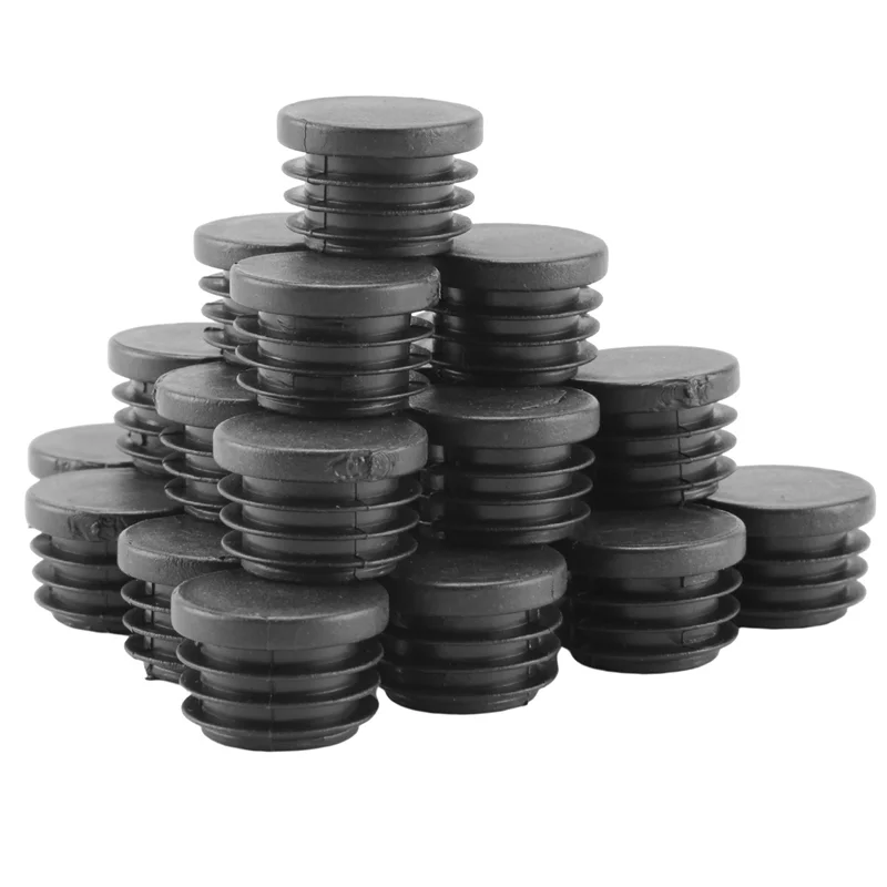 ABMO 200 Pcs Black Plastic 25Mm Dia Blanking End Caps Round Tube Insert