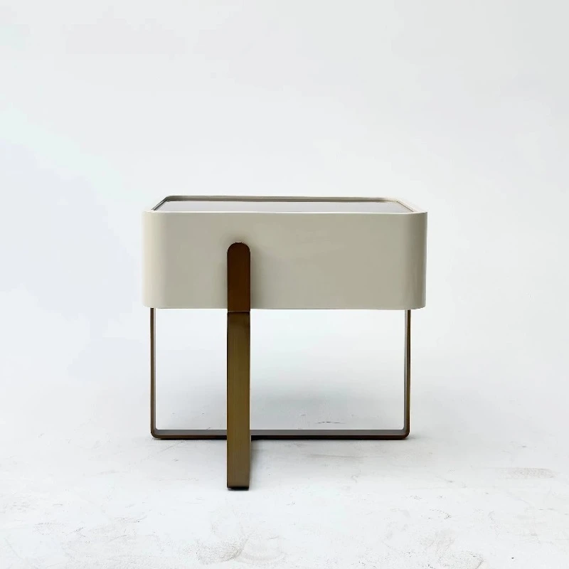 Grey Wooden Bedside Table with 2 Drawers Smart Bedside Table Bedroom Hotel Application Bedroom Furniture
