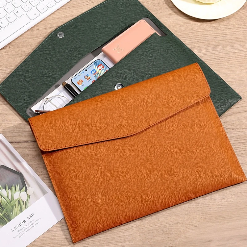 High-grade A4 Artificial Leather File Bag, Data File Bag, Waterproof Business Office Notebook, Book Stationery Storage Bag