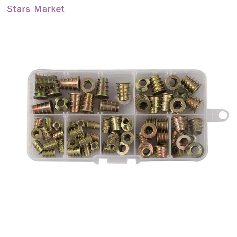 New 75Pcs Hexagon Socket Screw Connectors Bolt Fastener Threaded Inserts Nut Combination Tool Kit For Wooden Furniture