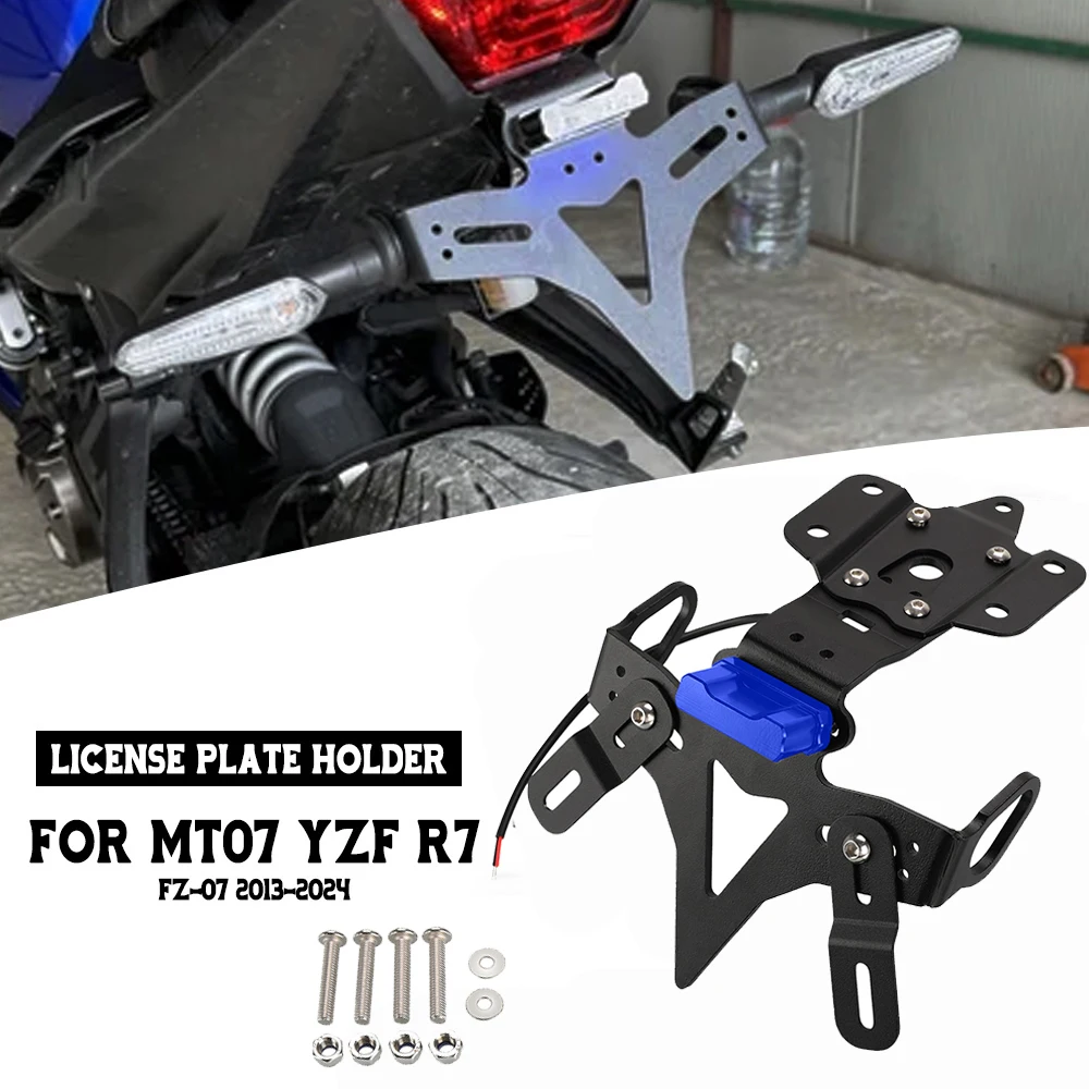 

For Yamaha MT07 FZ07 2014-2024 Registration License Plate Holder Mount Bracket With LED Licence Plate Light MT-07 Accessories