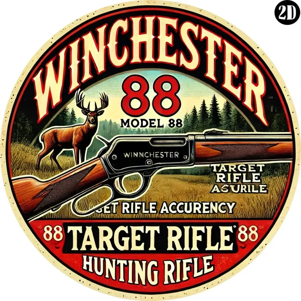 Winchester Model Vintage Wall Art Sign:A Metal Plaque with Retro Design,Perfect for Decorating Homes&Hunting Rooms-Easy to Hang