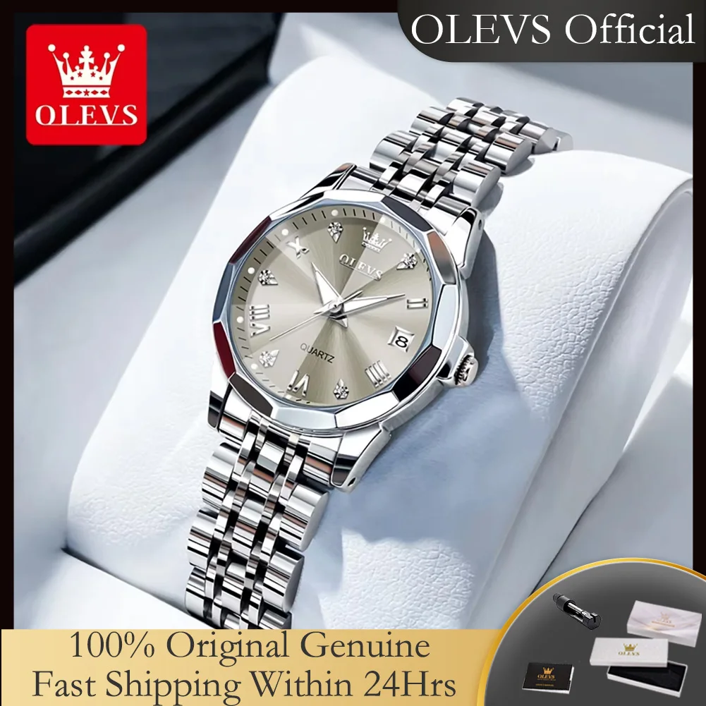 OLEVS 9931 Women's Watches Luxury Brand Original Quartz Watch for Ladies Waterproof Stainless Steel Luminous Date Fashion Watch