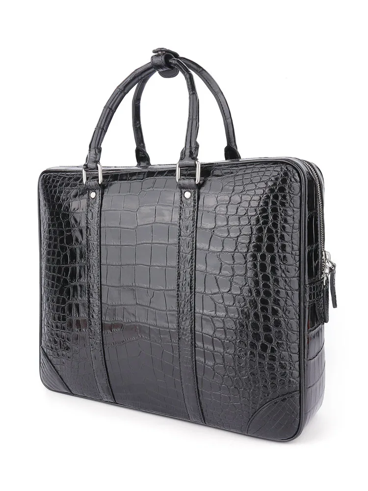 Mens Business Work Luxury Crocodile Genuine Leather Briefcase Fashion Handbag Classic Satchels Large Capacity Totes Travel Bag