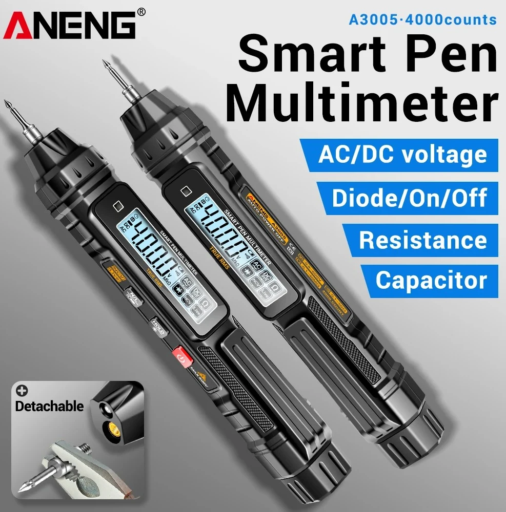 

Electrician Multimeter Pen ANENG A3005 AC/DC Voltage Meter Live Zero Line Detector Buzzer Ohm Multi-functional Digital Test Tool