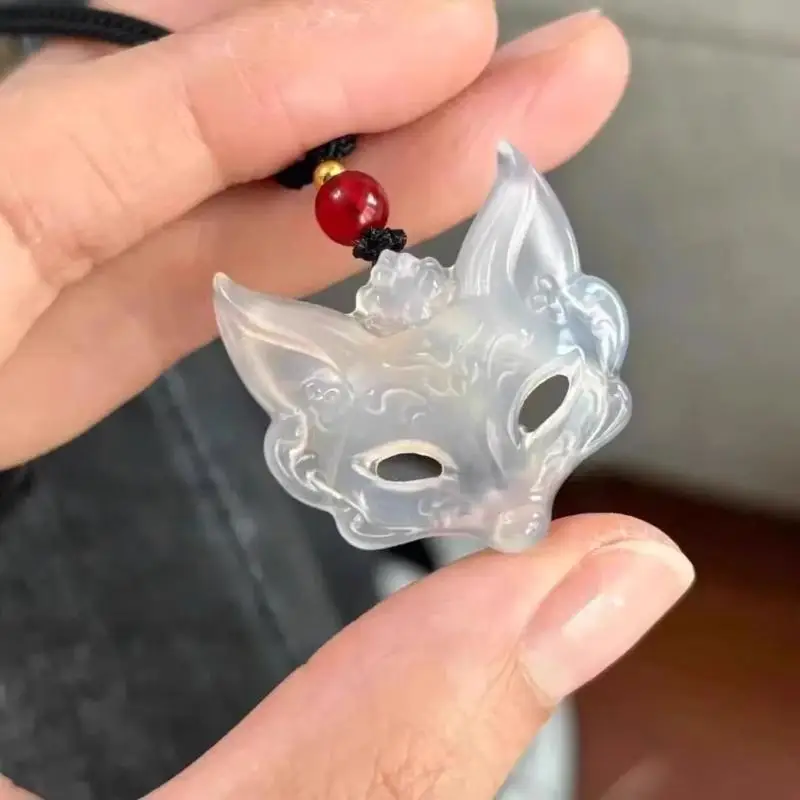 Unisex Translucent Fox Animal Mask Pendant Charm Friends Couples Gift Traditional Chinese Style New Necklace