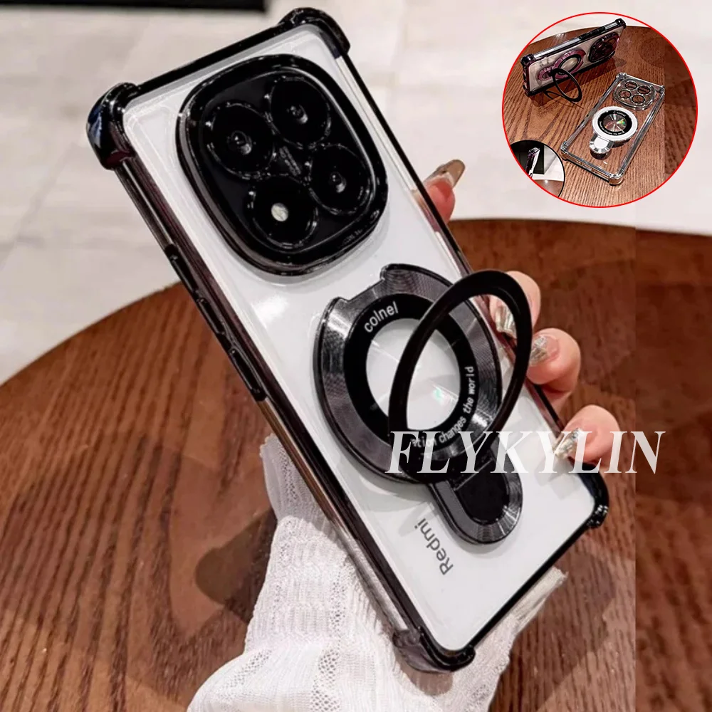 Phone Case For Samsung A17 A16 A36 A56 A15 A25 A35 A55 A14 A34 A54 Soft Silicone Shockproof Electroplated Magnetic Bracket Box