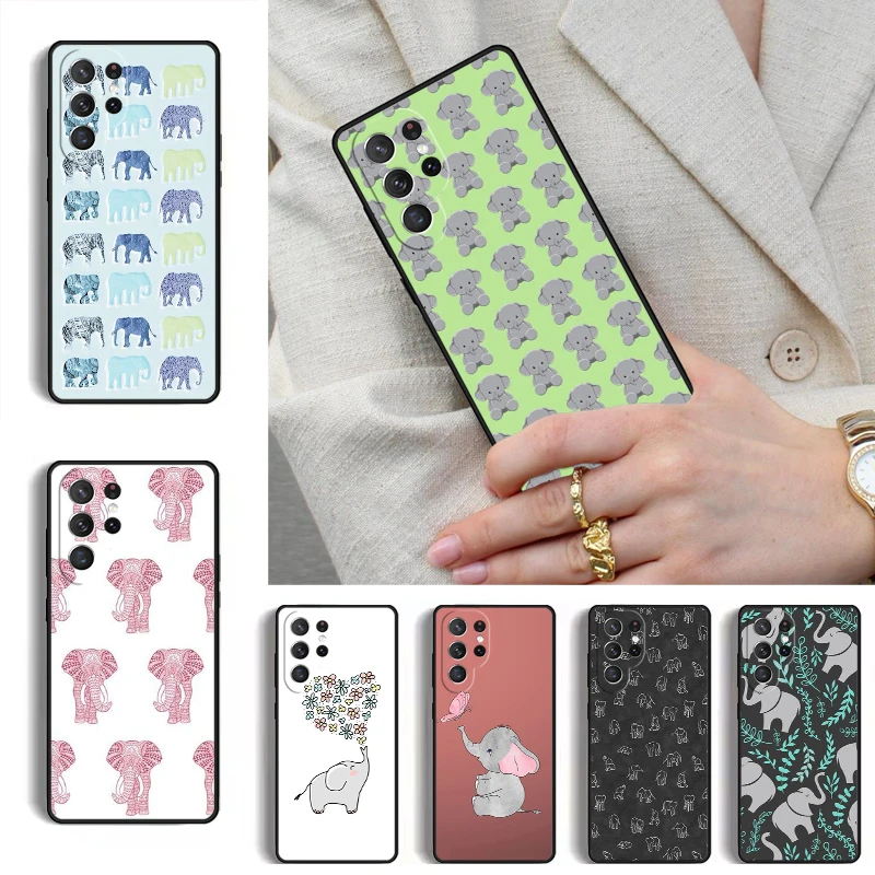 Cute Elephant Cartoon MOBILE Phone Case for Samsung Galaxy S26 S25 Ultra S24 S23 S22 S21 Plus Note 10 Bumper Cover