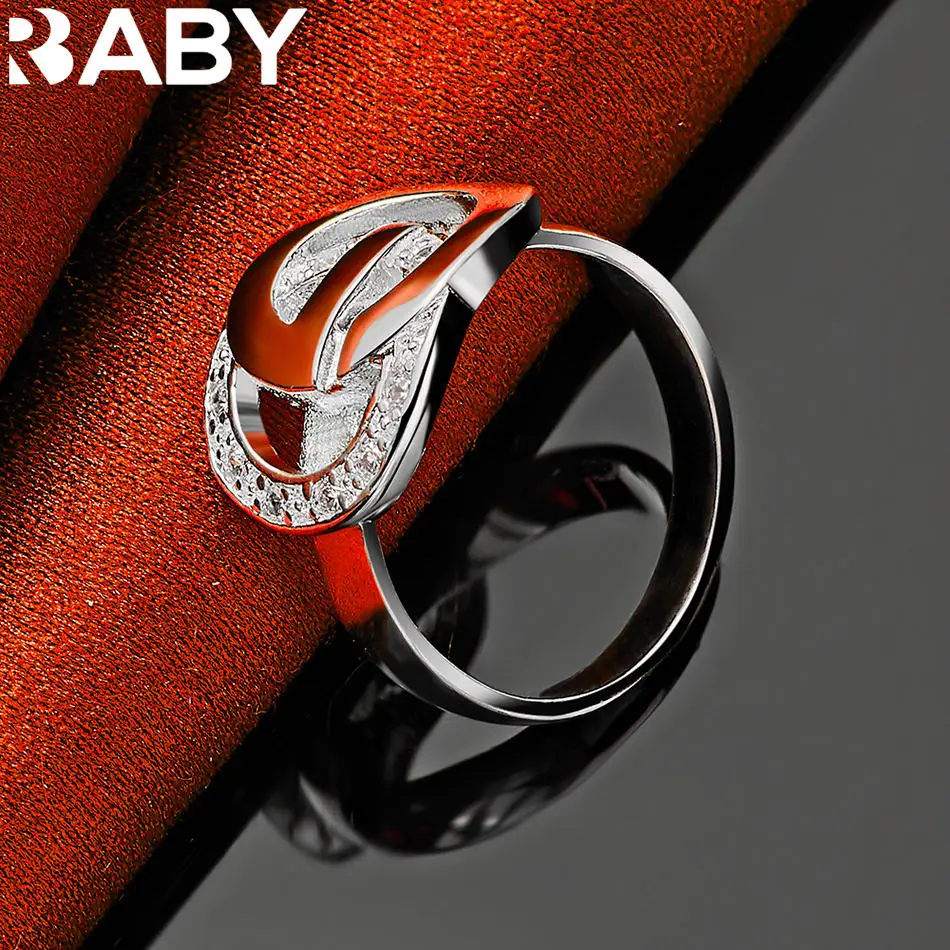 

URBABY 925 Sterling Silver Round Zircon Ring For Women and Men Fashion Jewelry Charm Grace Party Wedding Accessories
