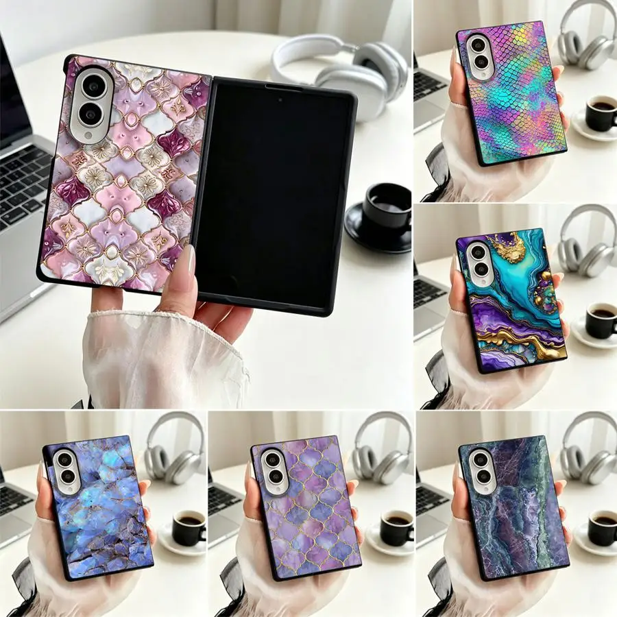 Phone Cover Case for Samsung Galaxy 8 Z Fold 8 ZFold8 Ultra Z Fold8 Wide Mermaid Scale Marble Print