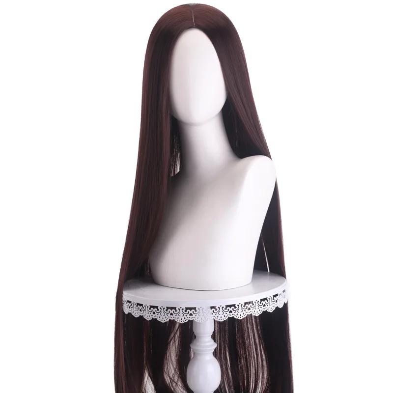 Long Straight Cosplay Wig Centre Parting Central Split Blond Pink Red Purple Heat Resistant Synthetic Hair Wigs image 3