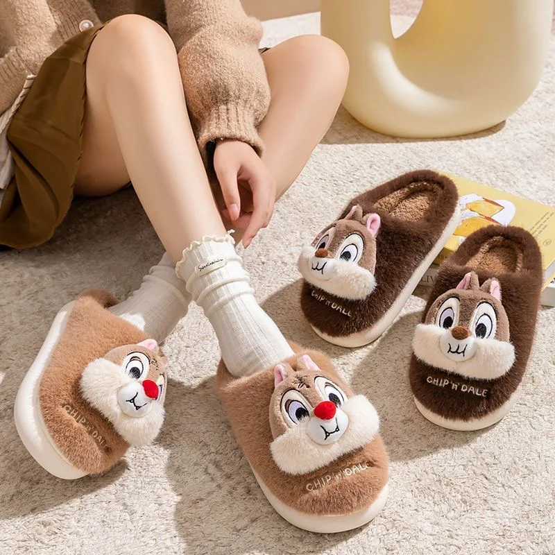 

Disney girls princess cute Chip & Dale Cotton slippers non-slip soft bottom sports shoes for girl gift