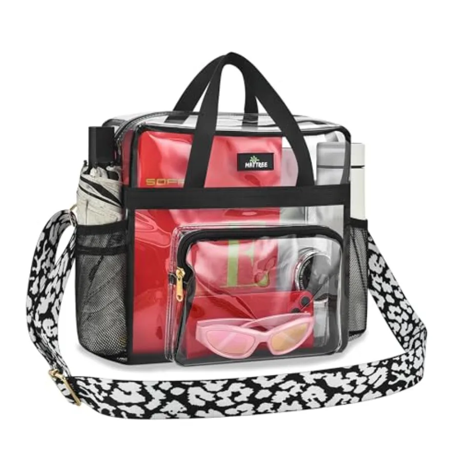 

Прозрачная сумка MAY TREE для стадионов, 12×6×12 дюймов, прозрачная сумка-тоут для обедов с усиленными ремнями для работы, спортивных мероприятий и спортзала